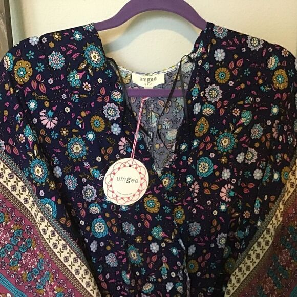 Umgee Mixed Print Surplice Waist tie Romper NWT - Picture 8 of 10